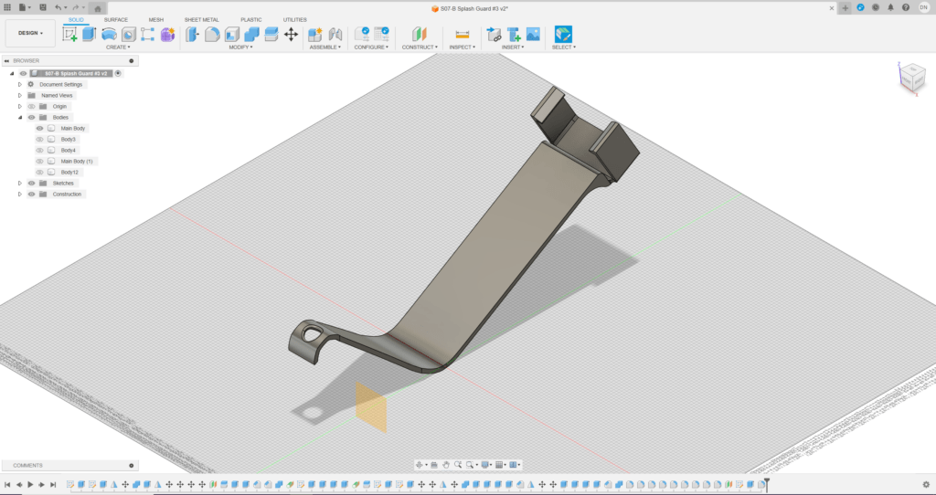 Photograph at HoodBilly Haven using Fusion 360 software to Design an Aostirmotor S07-B Splash Guard